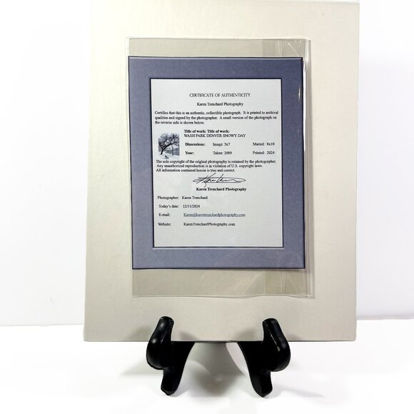 WASH PARK DENVER SNOWY DAY 5 x 7 Photo Matted 8 x 10 Signed COA - Picture 5 of 5